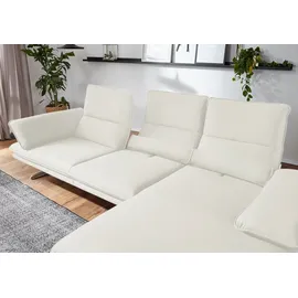 W.Schillig Ecksofa "broadway, Designsofa mit tollem Sitzkomfort", weiß (weiß z59), B:291cm H:94cm T:164cm, Longlife Xtra-Leder Z59: Glattleder mit modischer Prägung.