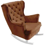 DomoHome Schaukelsessel, Haselnuss, Holz, Echtholz,Buche, Rechteckig, 81x102x95 cm, Wohnzimmer, Sessel, Schaukelstühle