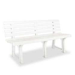 DOTMALL Gartenbank 3-Sitzer Rückenlehne Kunststoff Sitzbank Wetterfest 145x49x74cm weiß