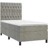vidaXL Boxspringbett mit Matratze & LED Hellgrau 100x200 cm Samt