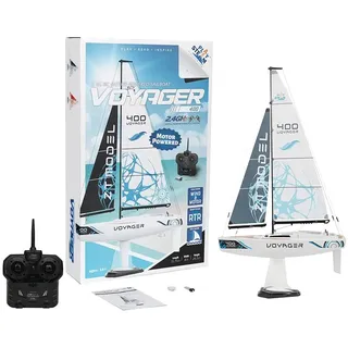 PLAY STEAM Voyager 400 2.4GHz RC-Segelboot mit Motorantrieb, in Blau, 66 cm Höhe, fernsteuerbar, schnelles Modellboot mit Akku für Erwachsene und Kinder