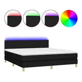 vidaXL Boxspringbett mit Matratze & LED Schwarz 180x200 cm Stoff
