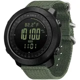 AVTREK Digitale Militär Uhr für Herren Sportuhr mit Kompass Temperatur Schrittzähler Sport Taktische Überlebensuhren mit Hintergrundbeleuchtung Alarm (grün)