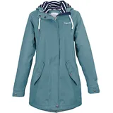Regenliebe Damen Regenmantel | Friesennerz tailliert | gestreiftes Innenfutter | winddicht und wasserdicht, Größe:40, Farbe:petrolblau - 40