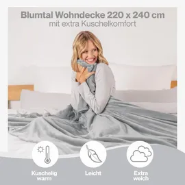 Blumtal Kuscheldecke, Grau, Textil, Rechteckig, 220x240 cm, Wohntextilien, Decken, Kuscheldecken