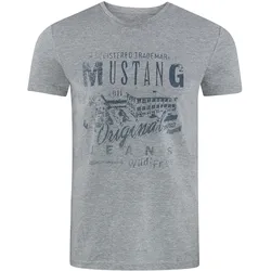 Mustang Herren T-Shirt Mustang Mehrfarbig Rundhals Regular Fit S bis 6XL Regular Fit Grau L