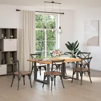 VidaXL Esstisch mit Baumkanten 180x120x74 cm Massivholz Eiche -