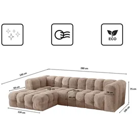 kaiser möbel Ecksofa BALOO L modernes freistehendes, für das Wohnzimmer, stoff Arena, Einzelsofa, gesteppte Oberfläche,freistehend platzierbar,hoher Sitzkomfort beige