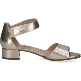 CAPRICE Damen Sandalen mit Absatz aus Leder mit Riemchen, Metallisch (Platin Metal.), 36 EU / 3,5 UK