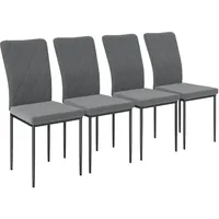 Homcom Esszimmerstühle 4er Set Küchenstuhl mit Rückenlehne, Samtoptik, gepolstert