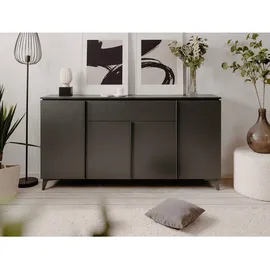 furn.design Sideboard, Grau, Holzwerkstoff, Nachbildung, 3 Fächer, eckig, 177x92x40 cm, Wohnzimmer, Kommoden & Sideboards, Sideboards