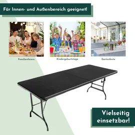 Lemodo Klapptisch, Rattan-Optik, 180 cm, schwarz, Bierzelttisch