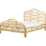 Beliani Bett Rattan und Mahagoniholz mit Lattenrost 140 x 200 cm