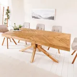riess-ambiente Massivholz Esstisch MOSAIK 160cm natur Pinienholz recycelt Sterngestell Esszimmertisch Tisch - Braun