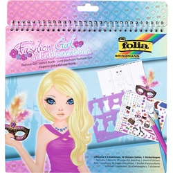 Folia Bringmann folia 41204 – Schablonenbuch Fashion Girl, Block mit 36 Malvorlagen, 5 Schablonen und 1 St