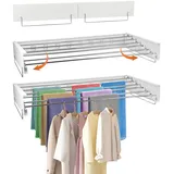 mumisuto Wäscheständer zur Wandmontage, 100cm Wäschetrockner Wand Ausziehbarer Wandtrockner Klappbar, 6 Hochwertigem Aluminiumstangen für Indoor & Outdoor, Balkon