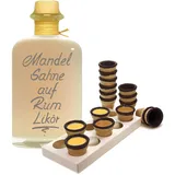 Mandelsahne auf Rum Likör 0,5L mit 8 Waffelbechern & Becherhalter 18% Vol.