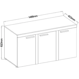 masseno Sideboard, RITMO 149x40x82 cm mit 3 Türen Weiß