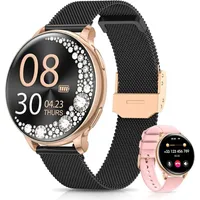 RUXINGX Smartwatch Damen, 1.27" Smart Watch Rund mit Telefonfunktion, 24H SpO2 Pulsuhr Fitnessuhr mit Schlafmonitor, 126 Sportmodi Schrittzähler I... - Schwarz