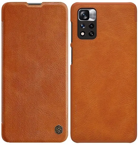 Qin Case Case for Xiaomi Redmi Note 11 Pro+ (China) / Redmi Note 11 Pro (China) / Mi11i HyperCharge Camera Cover Holster Cover Flip Case Brown