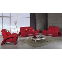 JVmoebel Sofa Sofas 3+2+1 Sitzer Set Design Sofas Polster Couchen Leder Modern Sofa, Made in Europe rot