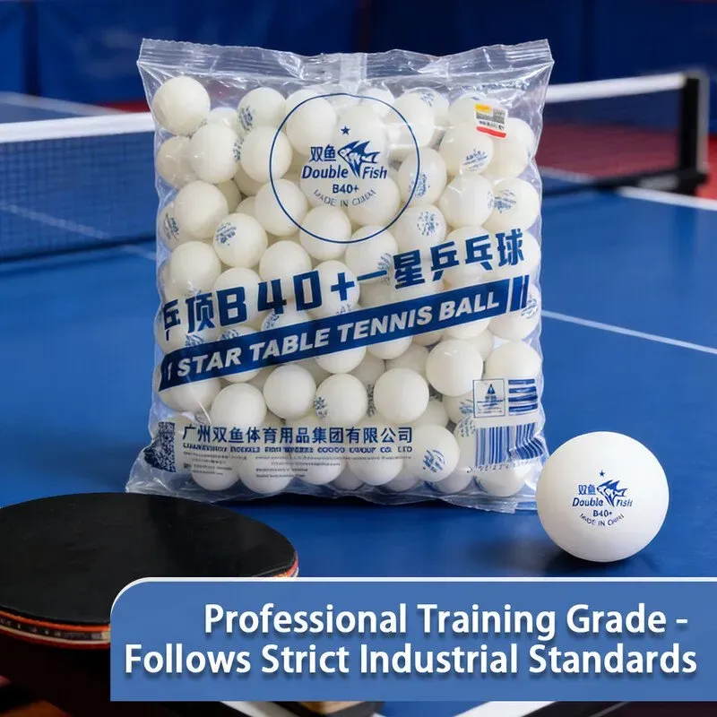 Double Fish B40+ 1-Stern Profi-Training Tischtennisbälle aus ABS mit genähten Nähten, 100er-Beutel, weiß