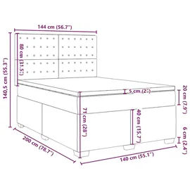 vidaXL Boxspringbett mit Matratze Dunkelgrün 140x200 cm Samt