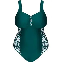 Badeanzüge, Badehosen Frauen - MIDOYA SwimmiieTM - Dein figurformender Streifen Badeanzug Dunkelgrün / 2XL - SwimmiieTM Badeanzug - Dunkelgrün - 2XL