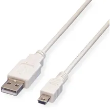 Value USB 2.0 Kabel, Typ A - 5-Pin Mini, weiß, 0,8 m