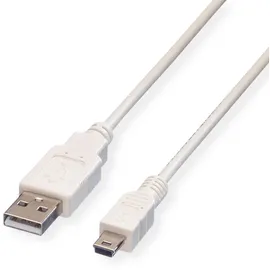 Value USB 2.0 Kabel, Typ A - 5-Pin Mini, weiß, 0,8 m