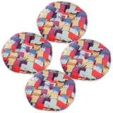 YSZBD Sitzkissen Stuhl Rund 6er/4er/2er Set、Rundes Sitzkissen Mit Loch、Sitzkissen Rund 40cm Waschbar、Stuhlkissen Rund、Sitzkissen FüR StüHle Esszimmer(#3,40x40cm4pcs)