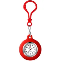 JewelryWe Karabineruhr Silikon Taschenuhr mit Karabiner: Damen Analog Quarz Karabiner Uhr mit Rot abnehmbarem Silikon Hülle Frauen FOB Clip auf Uhr für Ärzte Krankenschwestern