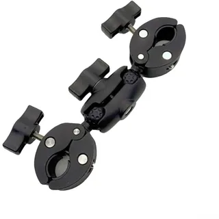 Jayruit Doppel-Kamera-Klemmhalterung, mit Krabbenzange, Cliphalterung, Dual-Kugelkopf, starker Griff für präzise Positionierung, robuste Konstruktion (kurz)