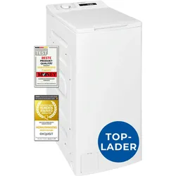 Exquisit Waschmaschine 7,5kg, Toplader, Waschmaschine schmal, Energieklasse A, 1200 U/Min, Startzeitvorwahl, Kurzprogramm, LTO51207-030A weiss