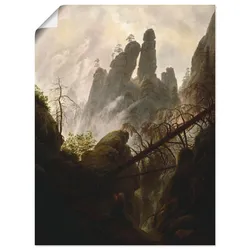 Kunstdruck ARTLAND "Felsenschlucht, 1822/23", grün (farbe bild(er): grün), B:30cm H:40cm T:0,1cm, Papier, Bilder, als Leinwandbild, Wandaufkleber oder Poster in versch. Größen