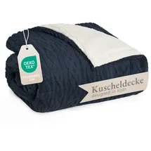 Blumtal Kuscheldeck Bettüberwurf 130 x 150 cm Dunkelblau/Weiß
