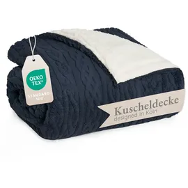 Blumtal Kuscheldeck Bettüberwurf 130 x 150 cm Dunkelblau/Weiß