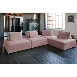 KAWOLA Modulsofa WIOLO SOFT 4 Module 4 Rückenkissen Cord rosa