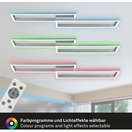 Briloner Leuchten - Deckenlampe RGB, Backlight Deckenleuchte LED, Dimmbar, Farbtemperatur einstellbar, LED Frame RGB, Fernbedienung, Aluminiumfarbig