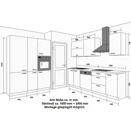 Küchen-Preisbombe Küchenzeile Bianca I 240 + 160 cm Hochglanz weiß