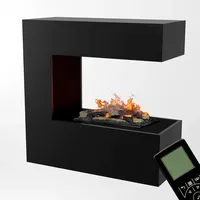 GLOW FIRE Wasserdampf Kamin Schiller (Wandkamin) - Elektrokamin für die Wand mit realistischen LED 3D-Flammen, Knistereffekt & Fernbedienung, 90x90x37 cm, Opti-Myst 400 mit Holz-Deko, Schwarz