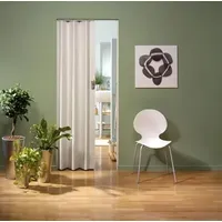 Falttür Schiebetür Lamellentür Nischentür Faltwand Esche weiß aus Kunststoff 90cm - 99cm Öffnungsbreite, 205cm Einbauhöhe