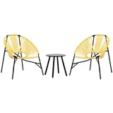 vidaXL Gartenstuhl-Set 3-tlg. Schwarz und Gelb Poly Rattan