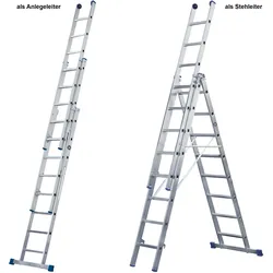 Iller Mehrzweckleiter Eurostars mit Wandlaufrollen 3x14 Sprossen