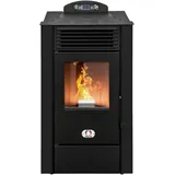 STUFE A PELLET ITALIA Alaska 9 KW WiFi 5 Sterne | Pelletöfen mit Belüftung Effizienz 92% Heizt 80m2 Autonomie 20 Sdt. 5-Sterne-Zertifiziert WiFi-Steuerung Programmierbar 5 Kräfte 24M Garantie Schwarz