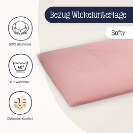 Julius Zöllner Überzug für Wickelauflage aus Musselin Baumwolle - Musselin dusty rose Gr. 85/75