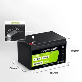 Green Cell LiFePO4 Spezial-Akku 12,8 V 12 Ah 1 St.