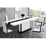 designimpex HE-555 160 x 75 x 89 cm schwarz/weiß hochglänzend