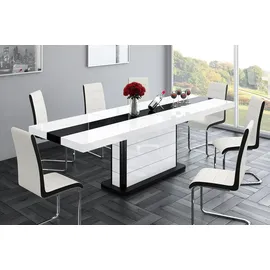 designimpex HE-555 160 x 75 x 89 cm schwarz/weiß hochglänzend