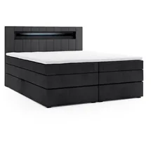 m-punkt Boxspringbett KUBA KING mit Bettkasten 180 x 200 cm Webstoff Schwarz